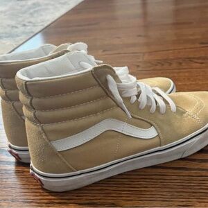 Vans Kids High-Top Sneakers - Tan and White